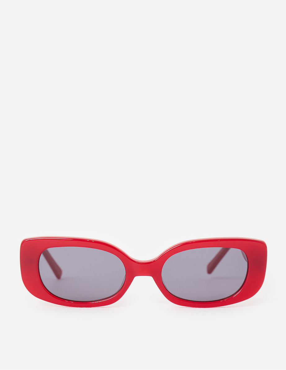 Red Oval Acetate Sunglasses